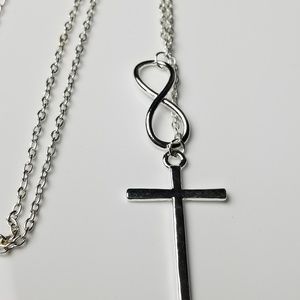Silver Plated Cross Infinity  Necklace